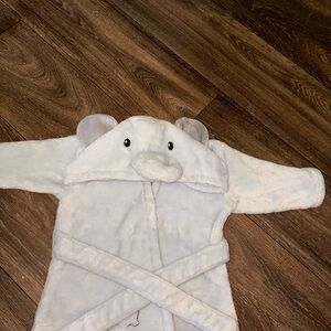 Cozy White and Light Blue Infant Elephant Hooded Robe